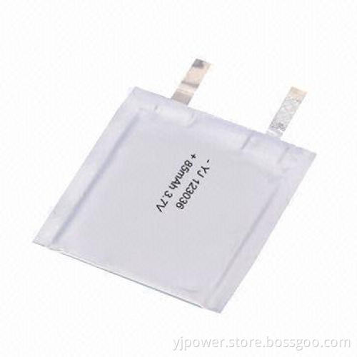 Ultra-thin Li-polymer Battery, 123036, 85mAh/3.7V